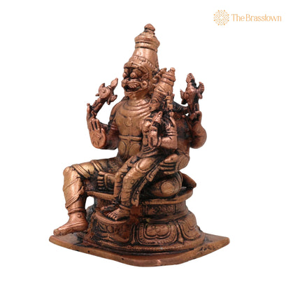 Pure Copper Lakshmi Narasimha Idol – Tamra Narasimha Lakshmi Murti, Handcrafted Mahalakshmi Narasimha Swamy Statue for Pooja 4 Inch 3