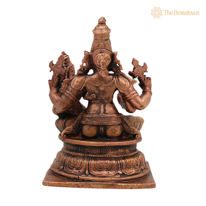 Pure Copper Lakshmi Narasimha Idol – Tamra Narasimha Lakshmi Murti, Handcrafted Mahalakshmi Narasimha Swamy Statue for Pooja 4 Inch 4