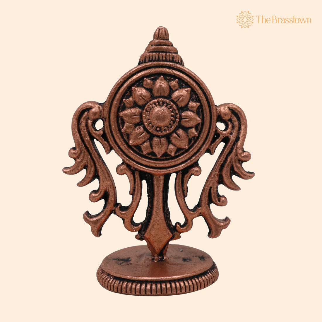 Copper Sudarshan Chakra – Handcrafted Tamra Vishnu Chakra Yantra, Divine Narayana Sudarshana Disc for Protection 2 Inch 1