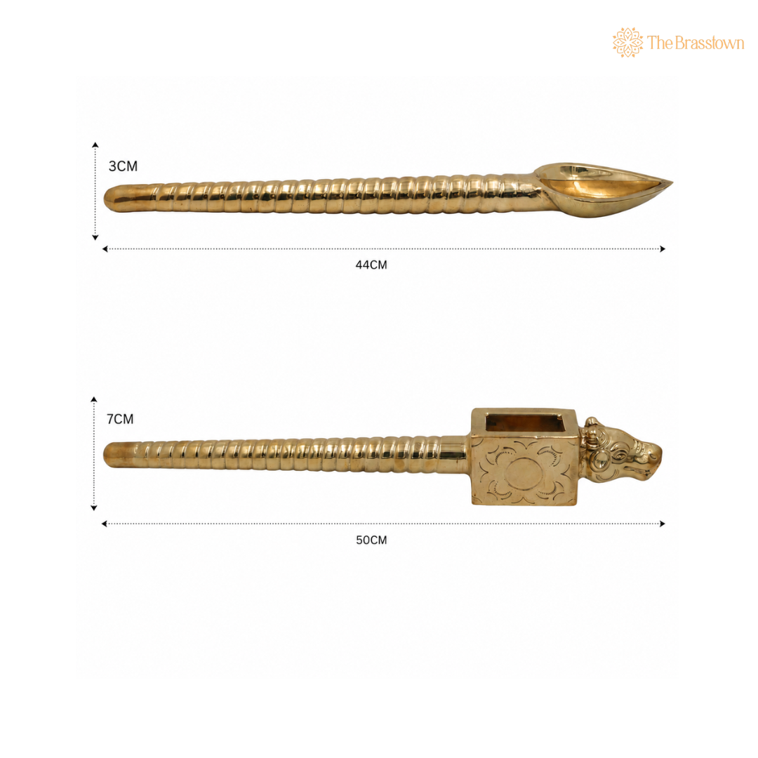 Brass Havan Spoon Set (Sruk &amp; Sruva) – Traditional Peetal Yagna, Homam &amp; Agnihotra Ritual Spoon Set for Vedic Pooja &amp; Temple Ceremonies 3 Inch