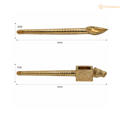 Brass Havan Spoon Set (Sruk &amp; Sruva) – Traditional Peetal Yagna, Homam &amp; Agnihotra Ritual Spoon Set for Vedic Pooja &amp; Temple Ceremonies 3 Inch