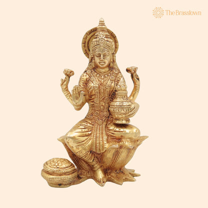 Brass Handcrafted Maha Lakshmi Idol for Pooja – Kamala Devi, Mahalakshmi, Shree Laxmi Mata Murti for Home Temple &amp; Décor 7 Inch 1