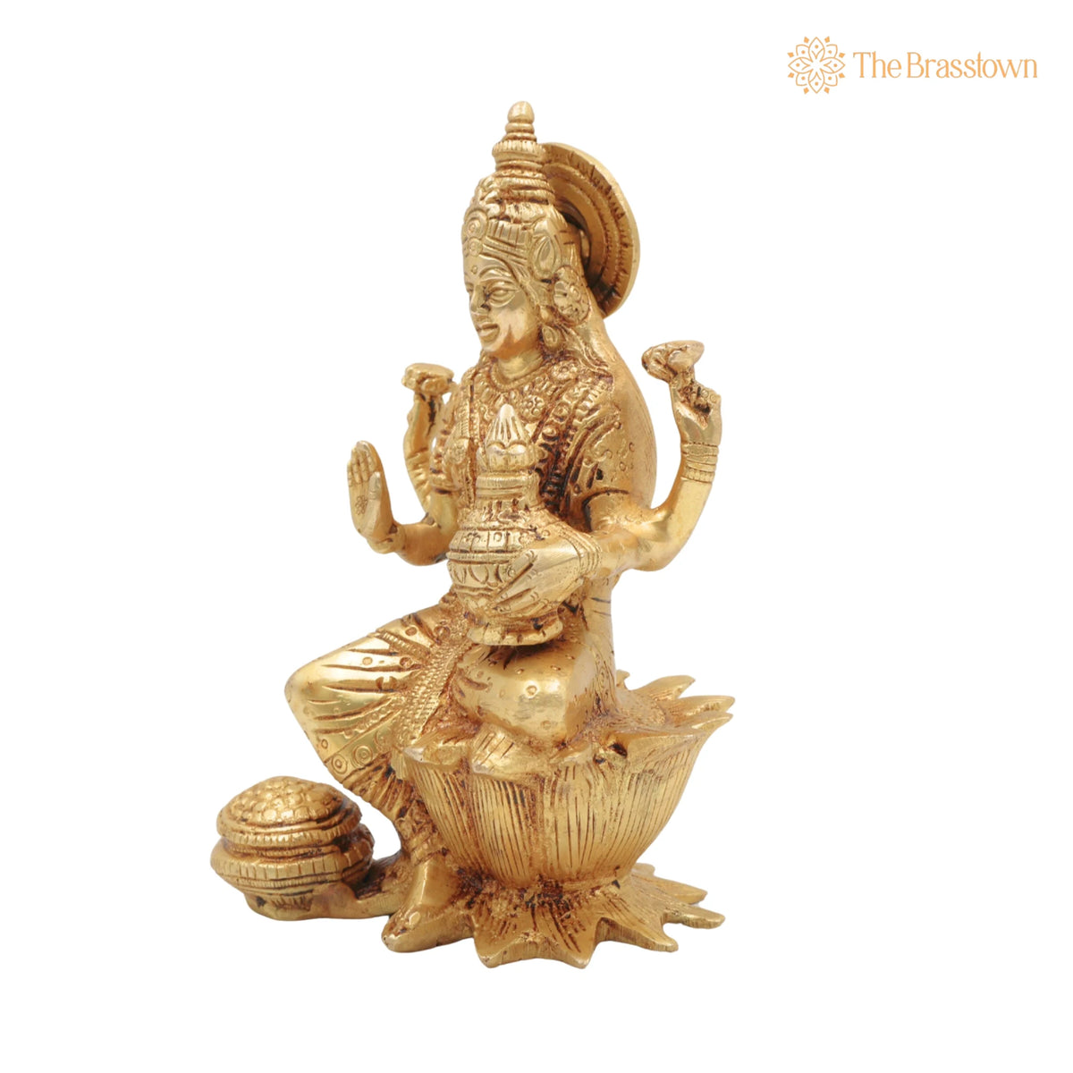 Brass Handcrafted Maha Lakshmi Idol for Pooja – Kamala Devi, Mahalakshmi, Shree Laxmi Mata Murti for Home Temple &amp; Décor 7 Inch 3
