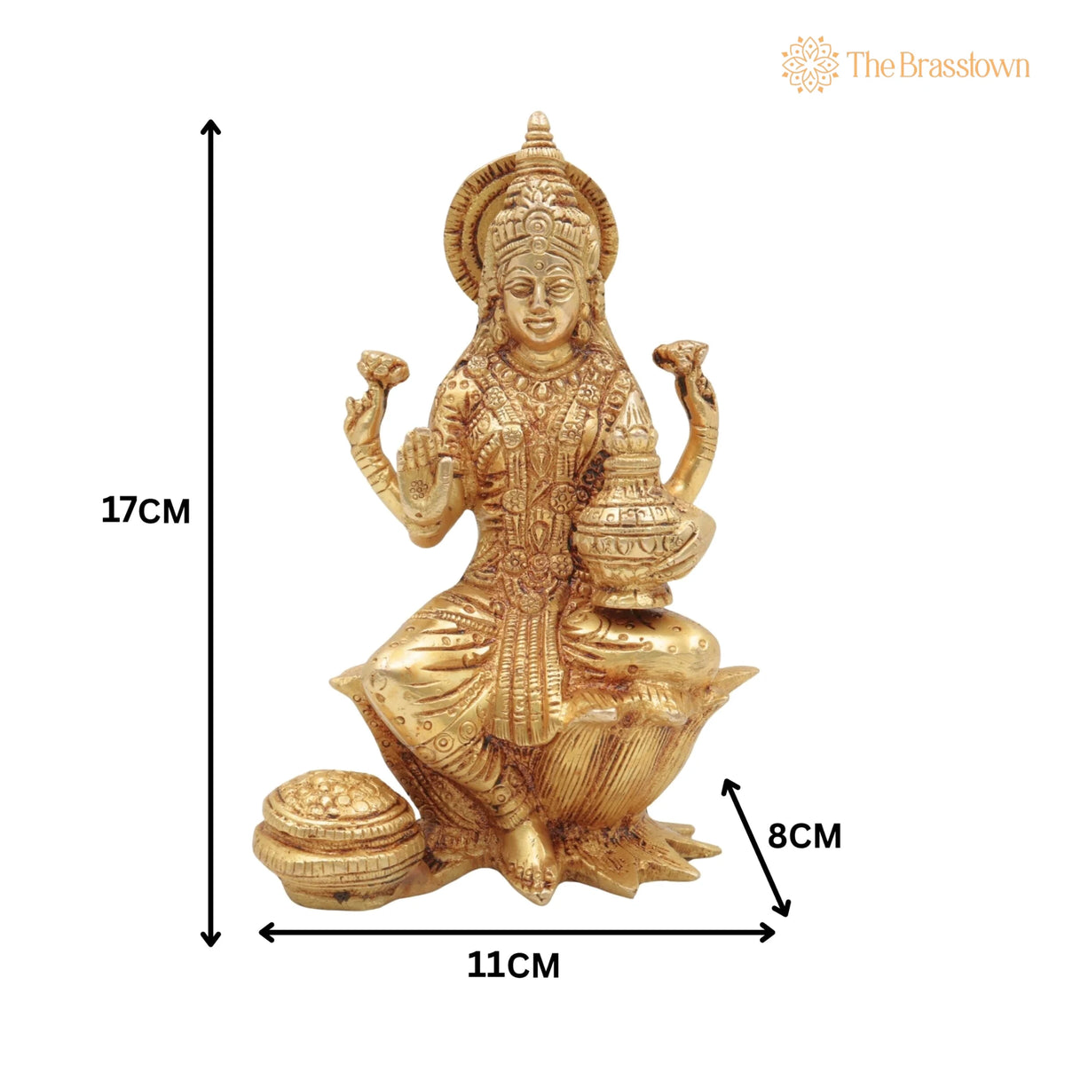 Brass Handcrafted Maha Lakshmi Idol for Pooja – Kamala Devi, Mahalakshmi, Shree Laxmi Mata Murti for Home Temple &amp; Décor 7 Inch 5