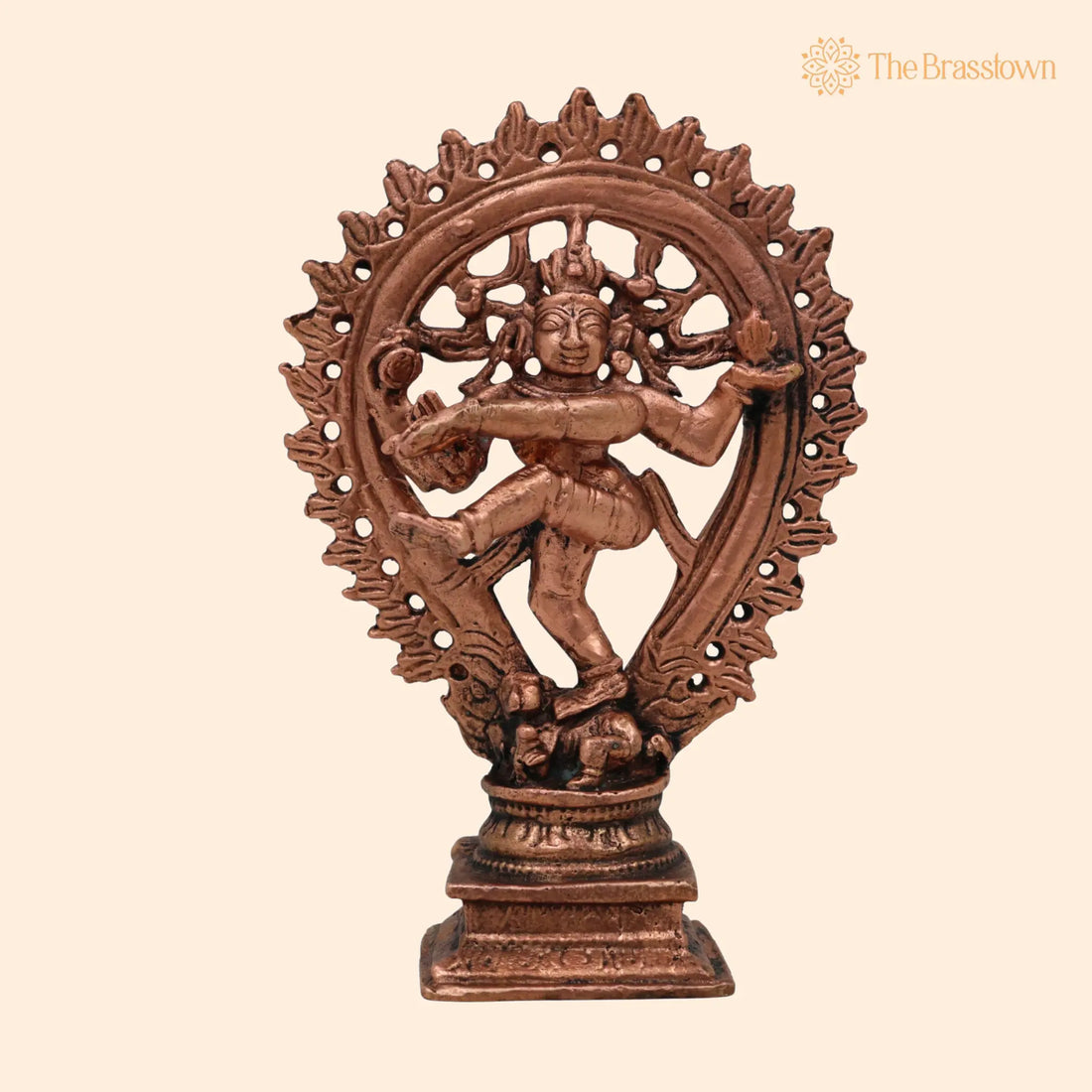Copper Nataraja Idol – Handcrafted Lord of Dance, Chidambaram Nataraja, Ananda Tandava Murti for Puja, Home Mandir &amp; Décor 4.5 Inch 1