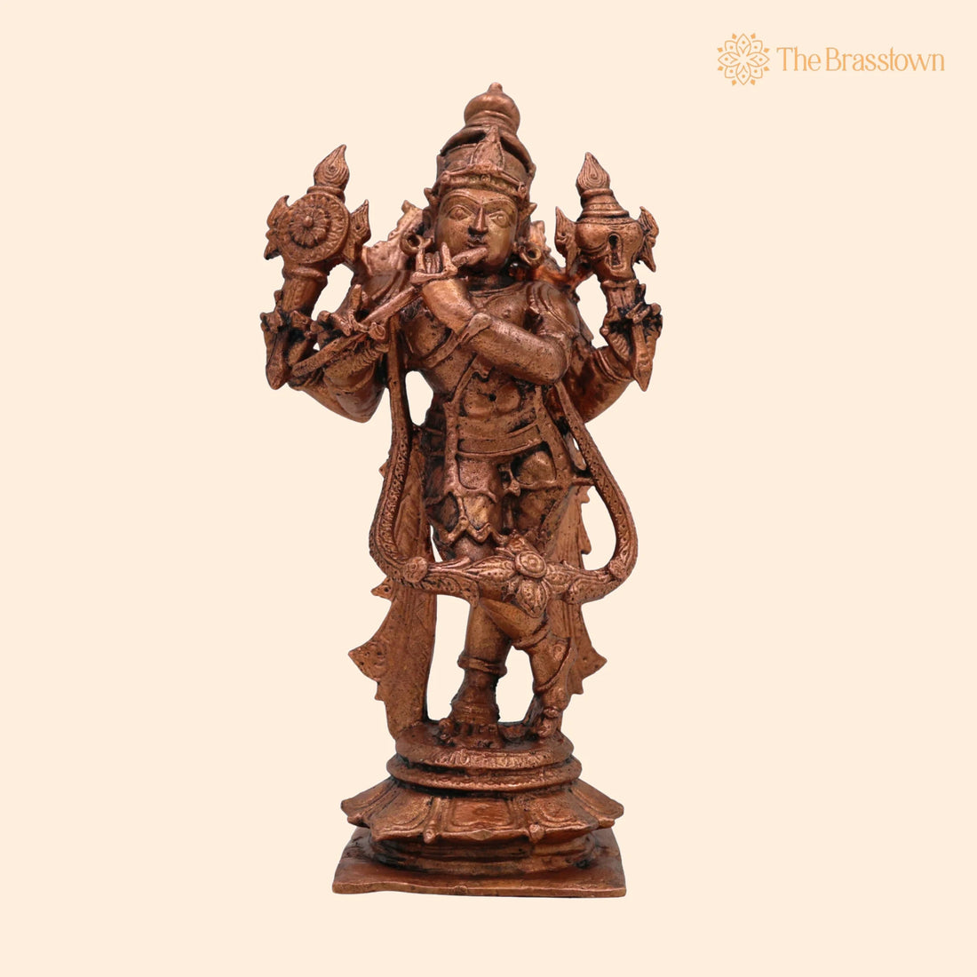 Copper Krishna Idol – Handcrafted Bal Gopal Statue, Gopal Murti, Radha Krishna Figurine for Pooja &amp; Home Décor 5.5 Inch 1