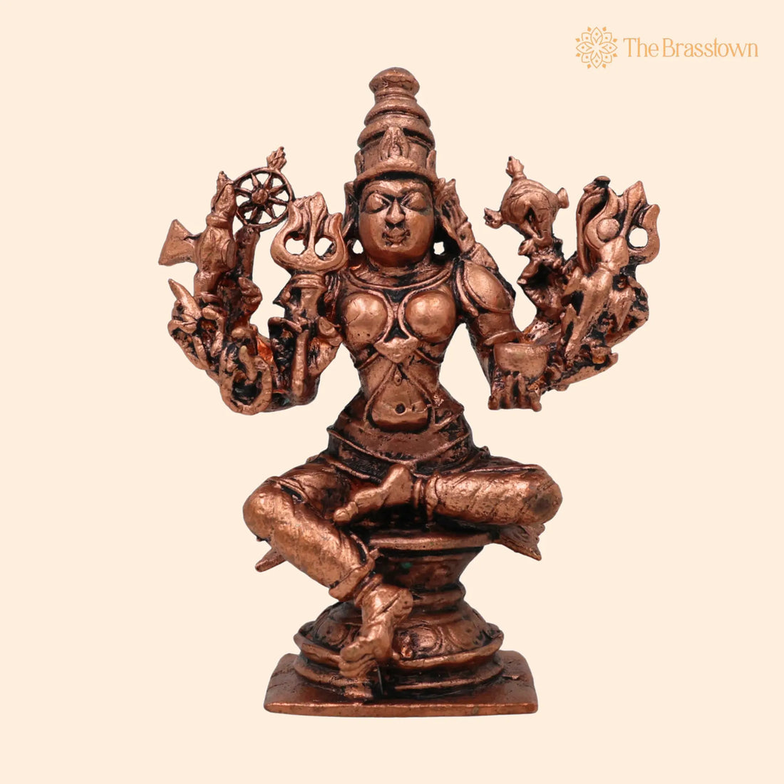 Copper Tamra Durga Idol – Handcrafted Pure Copper Mahishasuramardini Devi Statue for Puja, Home Mandir &amp; Décor 3.5 Inch 1