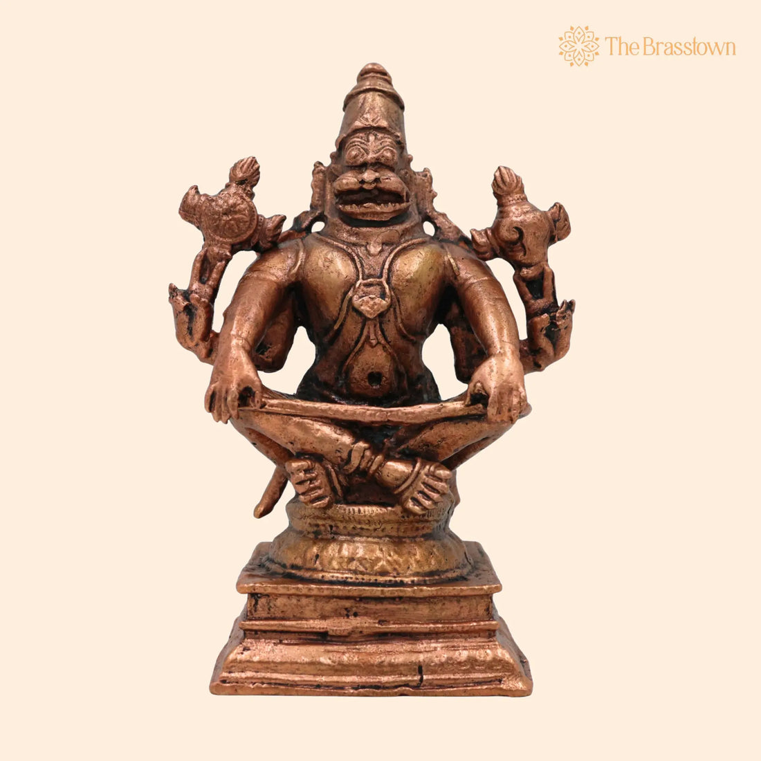 Copper Narasimha Idol – Handcrafted Tamra Narasimha Swamy Murti, Thamira Narasimhar Vigraham, Tamraloha Narasimha Statue for Pooja 4 Inch 1