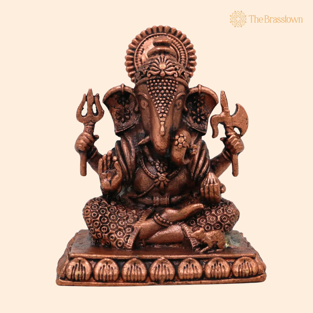Handcrafted Copper Ganesha Idol – Tamra Ganapati Murti, Thamira Vinayaka Statue for Pooja, Home Décor &amp; Gifts 3 Inch 1