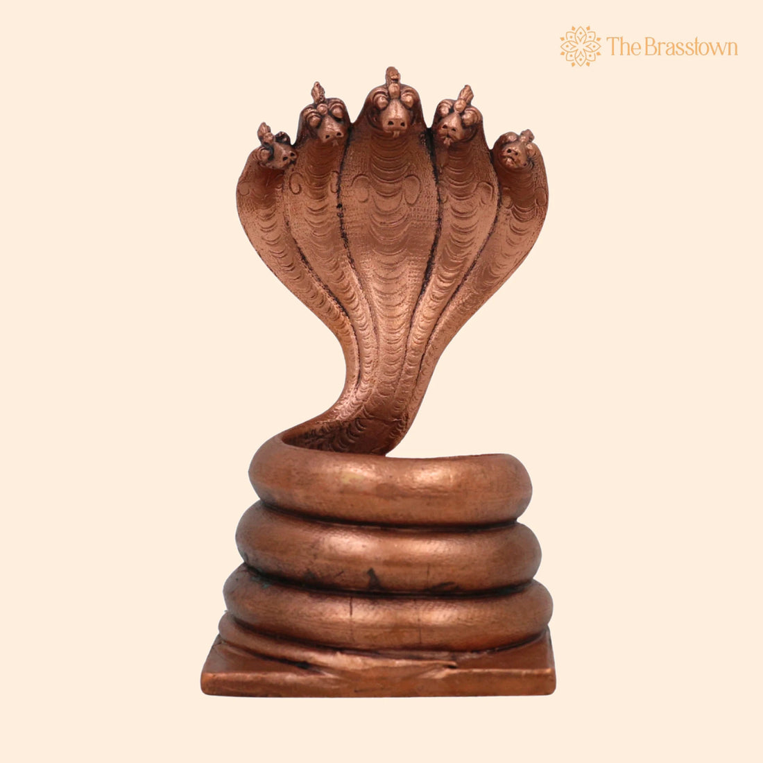 Copper Sheshnag – Handcrafted Tamra Adishesha Murti, Ananta Naga Statue for Pooja &amp; Home Décor 4 Inch 1