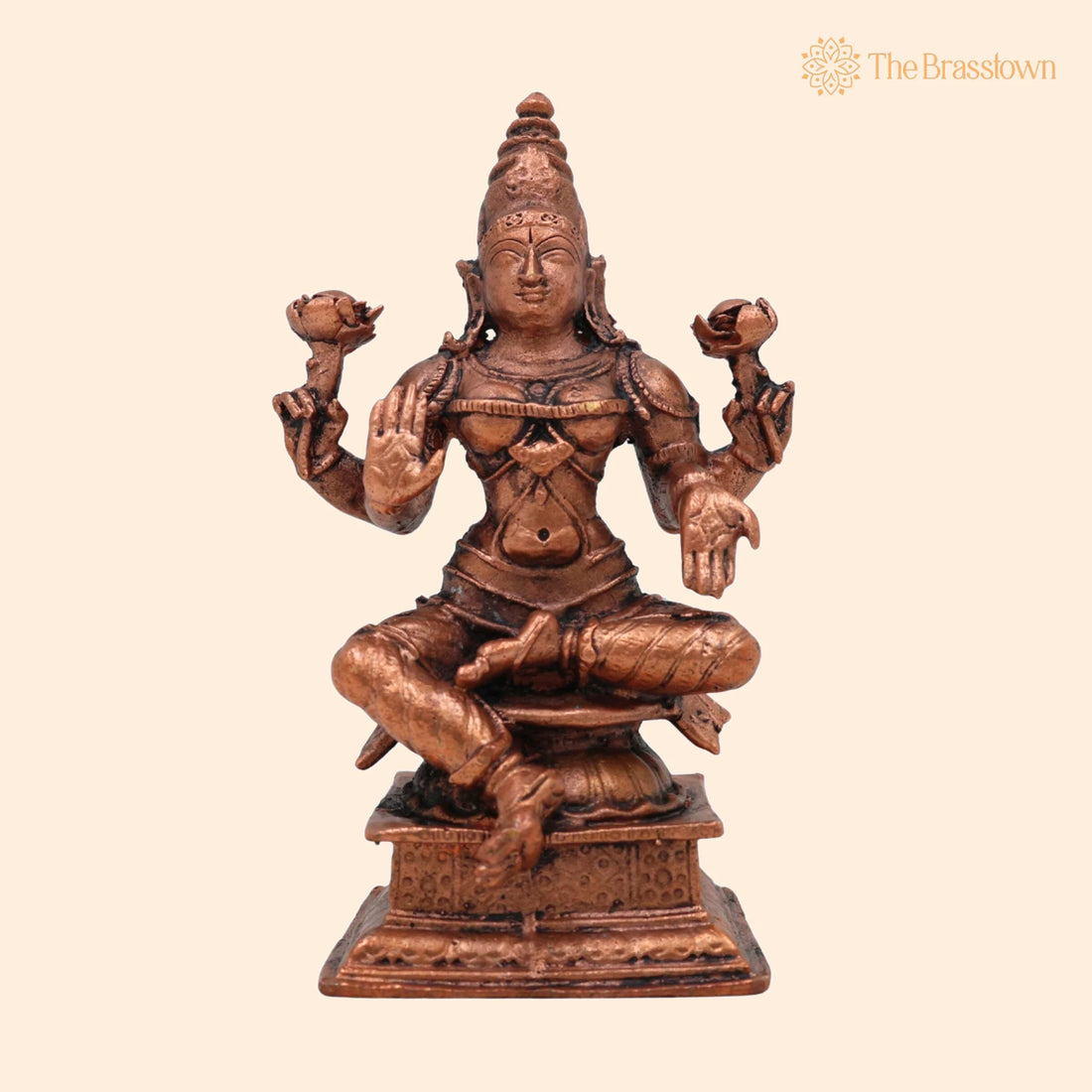 Copper Lakshmi Idol – Handcrafted Mahalakshmi Murti, Tamra Vigraham, Pooja Statue, Home Décor 4 Inch 1