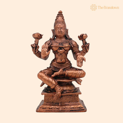 Copper Lakshmi Idol – Handcrafted Mahalakshmi Murti, Tamra Vigraham, Pooja Statue, Home Décor 4 Inch 1