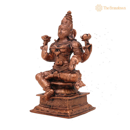 Copper Lakshmi Idol – Handcrafted Mahalakshmi Murti, Tamra Vigraham, Pooja Statue, Home Décor 4 Inch 3