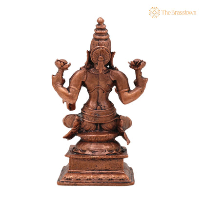 Copper Lakshmi Idol – Handcrafted Mahalakshmi Murti, Tamra Vigraham, Pooja Statue, Home Décor 4 Inch 4