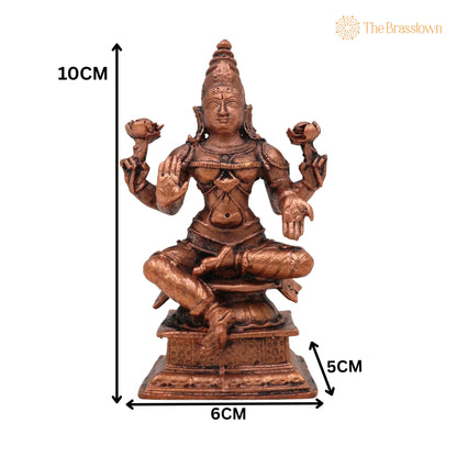 Copper Lakshmi Idol – Handcrafted Mahalakshmi Murti, Tamra Vigraham, Pooja Statue, Home Décor 4 Inch 5