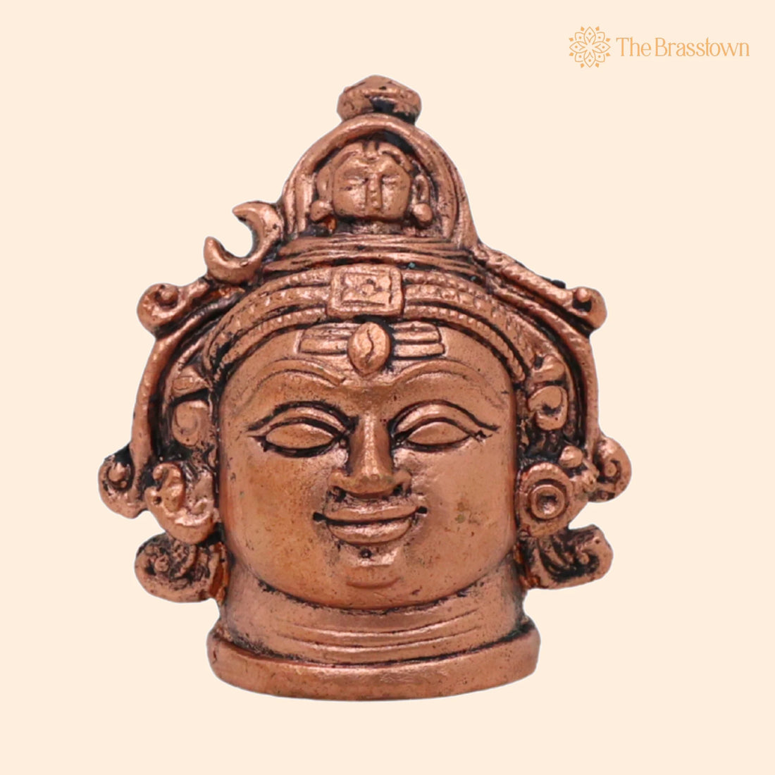 Copper Shiva Face Idol – Handcrafted Lord Shiva Murti, Rudra, Mahadeva, Bholenath, Neelkanth Sculpture for Pooja &amp; Home Décor 1.5 Inch 1