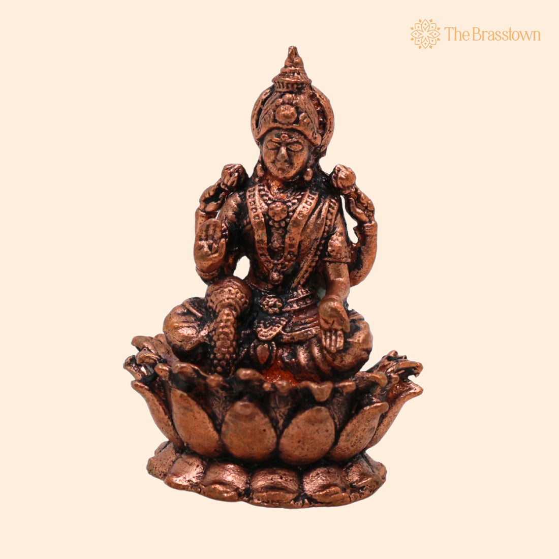 Copper Lakshmi Idol – Handcrafted Mahalakshmi Murti, Padmavathi Statue for Pooja &amp; Home Décor 1.5 Inch 1