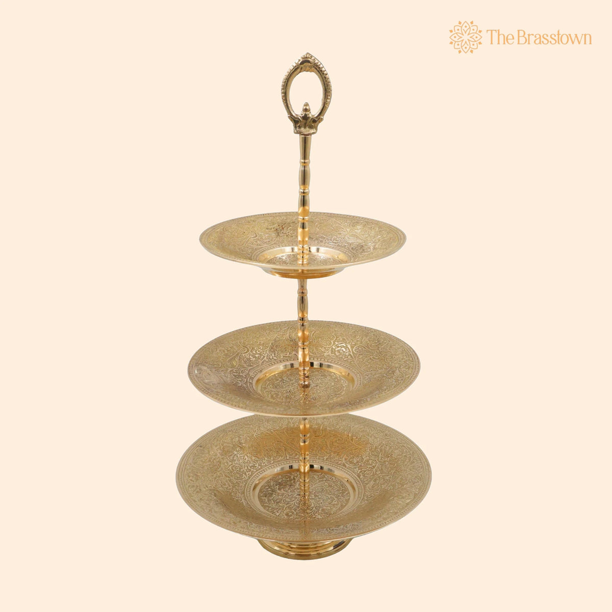 Handcrafted Brass Dry Fruit Stand – Peetal Pital Pittal Dry Fruit Tray for Home Décor &amp; Gifting 18 Inch 1