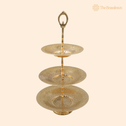 Handcrafted Brass Dry Fruit Stand – Peetal Pital Pittal Dry Fruit Tray for Home Décor &amp; Gifting 18 Inch 1
