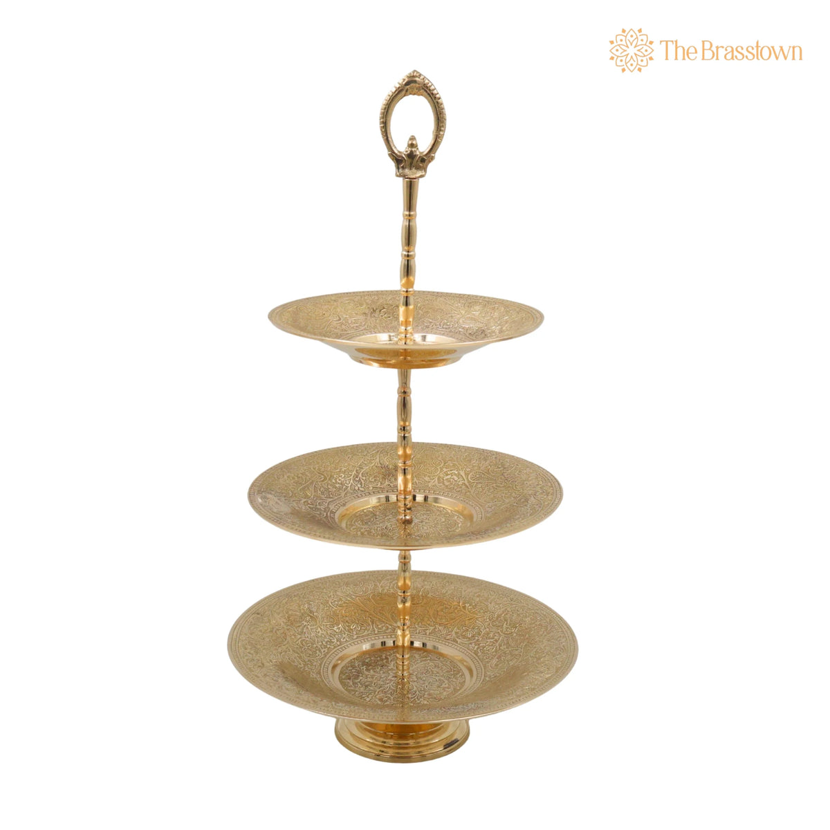 Handcrafted Brass Dry Fruit Stand – Peetal Pital Pittal Dry Fruit Tray for Home Décor &amp; Gifting 18 Inch 3