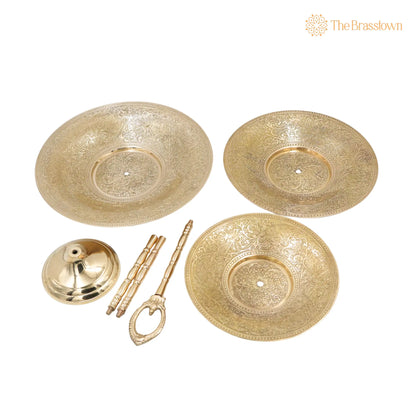 Handcrafted Brass Dry Fruit Stand – Peetal Pital Pittal Dry Fruit Tray for Home Décor &amp; Gifting 18 Inch 4