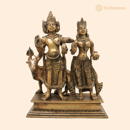 Brass Shiva And Parwati Idol – Handcrafted Shiv Parvati Brass Statue, Brass Shiva Parvati, Brass Shiv Parivar, Shivshankar Parvati, Murti 9.5 Inch 1