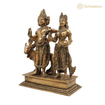 Brass Shiva And Parwati Idol – Handcrafted Shiv Parvati Brass Statue, Brass Shiva Parvati, Brass Shiv Parivar, Shivshankar Parvati, Murti 9.5 Inch 3