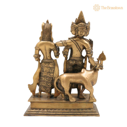 Brass Shiva And Parwati Idol – Handcrafted Shiv Parvati Brass Statue, Brass Shiva Parvati, Brass Shiv Parivar, Shivshankar Parvati, Murti 9.5 Inch 4