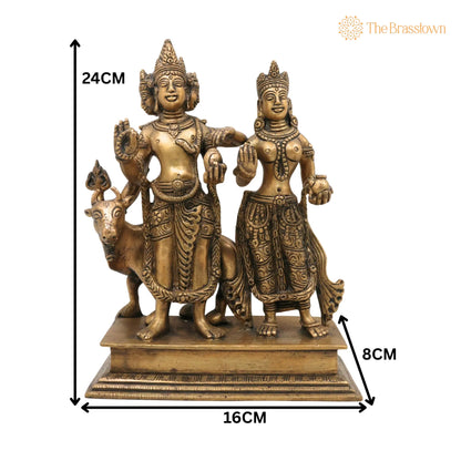 Brass Shiva And Parwati Idol – Handcrafted Shiv Parvati Brass Statue, Brass Shiva Parvati, Brass Shiv Parivar, Shivshankar Parvati, Murti 9.5 Inch 5