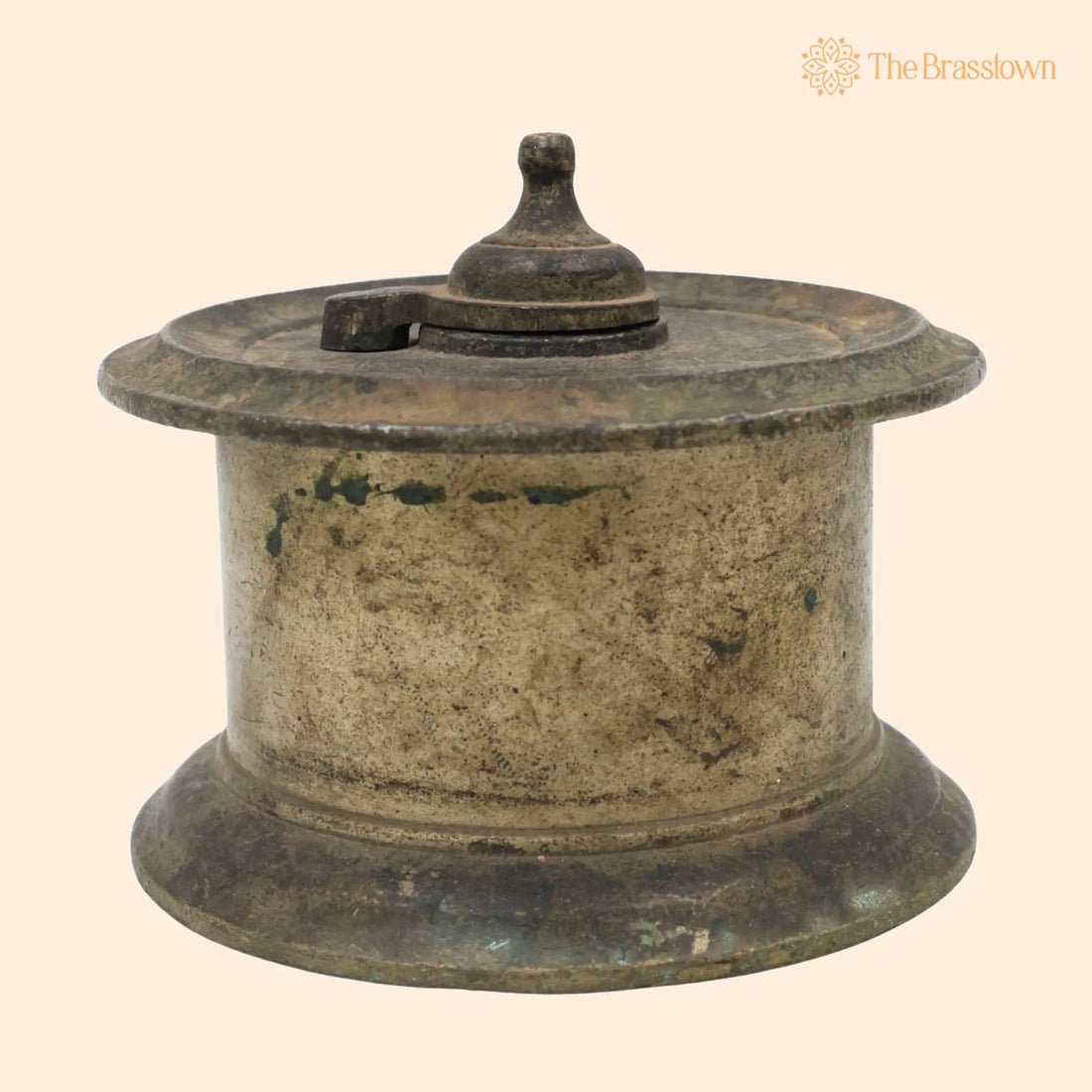 Handcrafted Brass Ink Pot – Vintage Peetal Kalam Daani, Antique Pittal Ink Well, Traditional Indian Pital Kalamdan 3 Inch 1