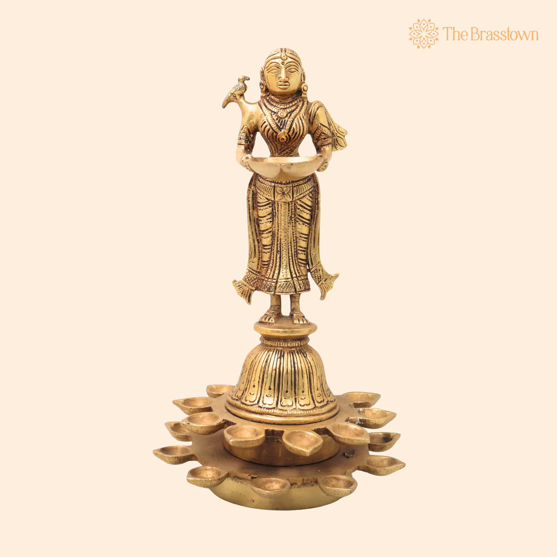 Brass Deepalakshmi Diya Lady – Handcrafted Deepa Lakshmi, Vilakku Lakshmi, Kuthu Vilakku Deepam Lady for Aarti, Puja &amp; Home Mandir Décor 11 Inch 1