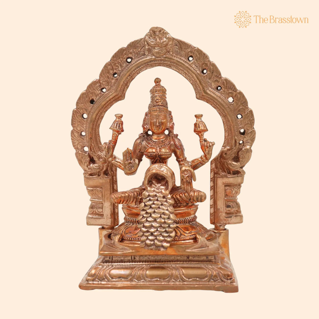Handcrafted Bronze Mahalakshmi Idol – Panchaloha Shri Devi Thirumagal Kamala Lakshmi Murti for Puja, Home Mandir &amp; Décor 5 Inch 1