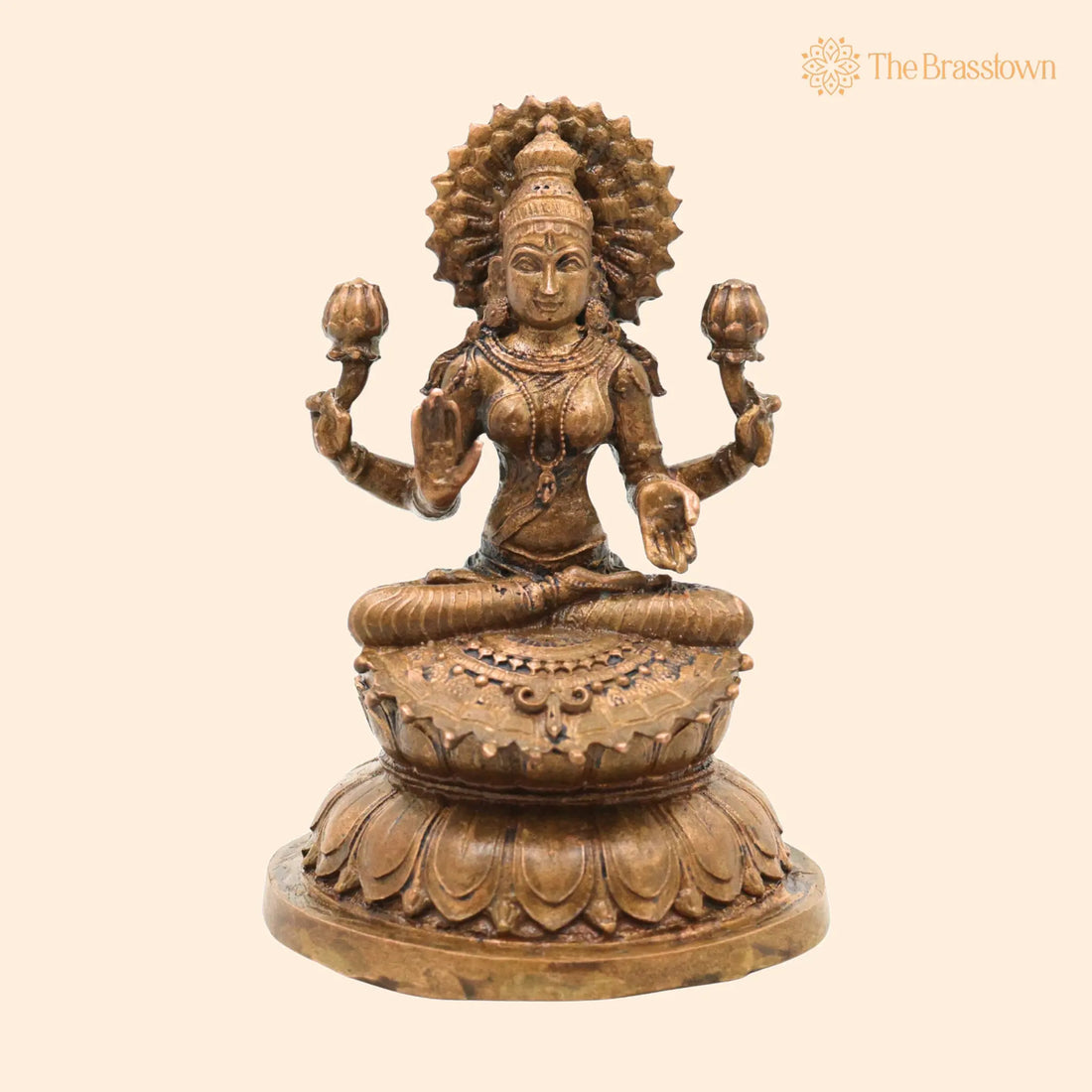 Handcrafted Bronze Mahalakshmi Idol – Panchaloha Lakshmi Murti, Kanchu Kansa Gajalakshmi Statue for Puja, Home Mandir &amp; Décor 3 Inch 1