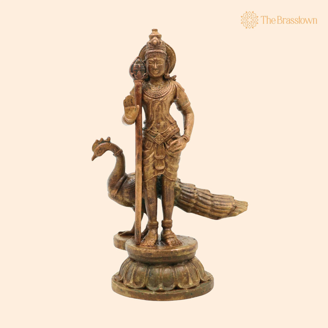Handcrafted Bronze Murugan Idol – Skanda Subramanya Kartikeya Statue for Puja, Home Mandir &amp; Décor 4 Inch 1