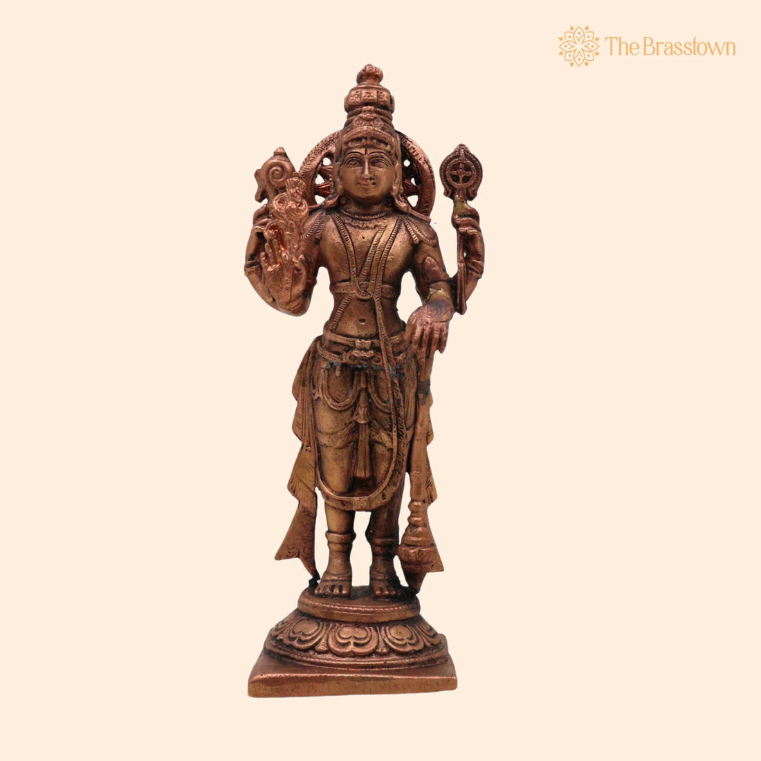 Copper Vishnu Idol Tamra Narayana Murti – Handcrafted Traditional Vishnu Vigraham for Home Décor Pooja Temple 6.5 Inch 1