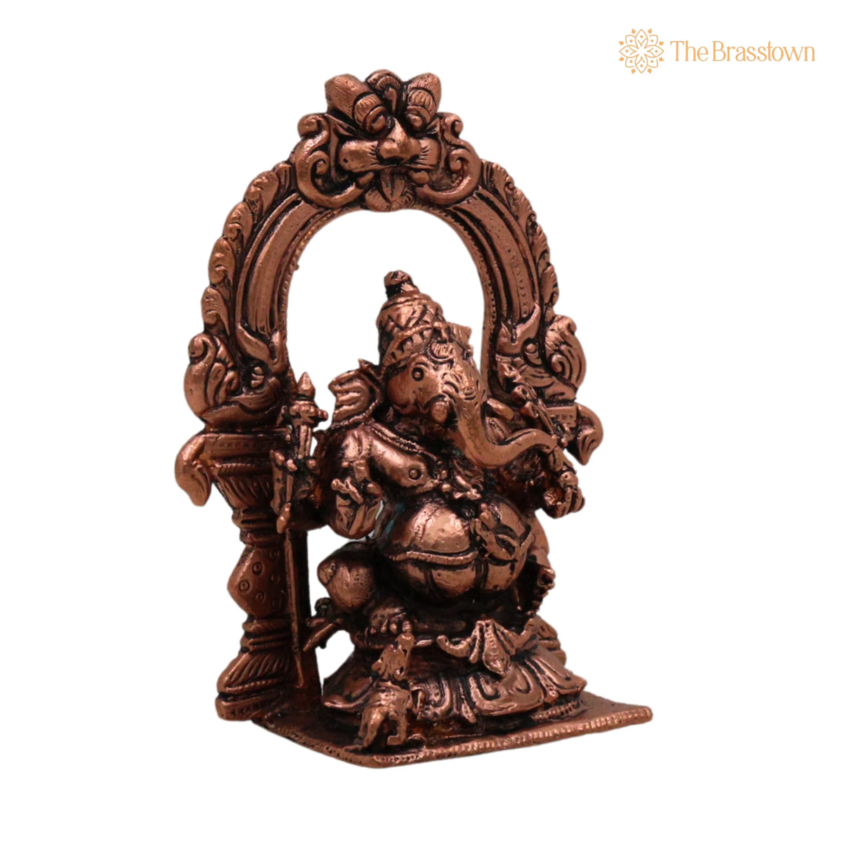 Copper Ganesha Prabhavali Idol – Handcrafted Traditional Temple Arch 4 Inch 2