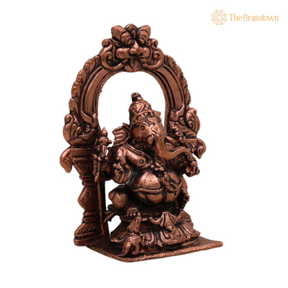 Copper Ganesha Prabhavali Idol – Handcrafted Traditional Temple Arch 4 Inch 2