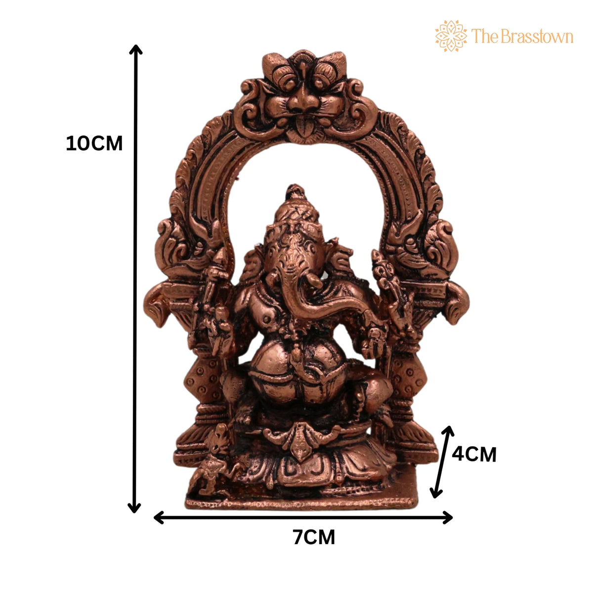 Copper Ganesha Prabhavali Idol – Handcrafted Traditional Temple Arch 4 Inch 5