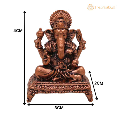 Handcrafted Copper Ganesha Idol for Puja, Home Mandir &amp; Décor 1.5 Inch 5