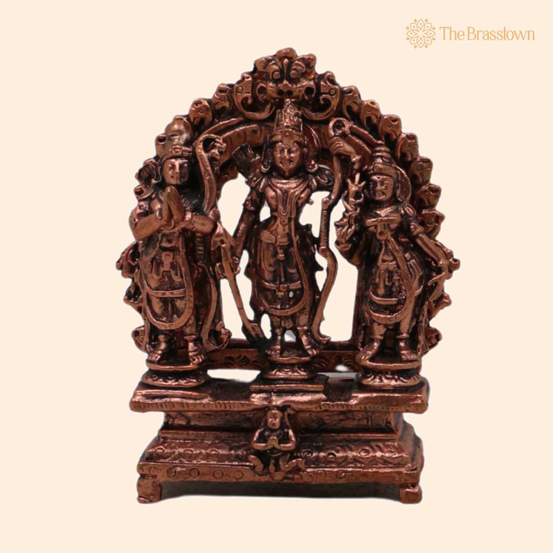 Copper Ram Darbar Idol – Handcrafted Ram Parivar Murti Sita Ram Lakshman Hanuman Vigraham Tamra Ram Parivar Statue for Pooja Temple Home Décor 3 Inch 1