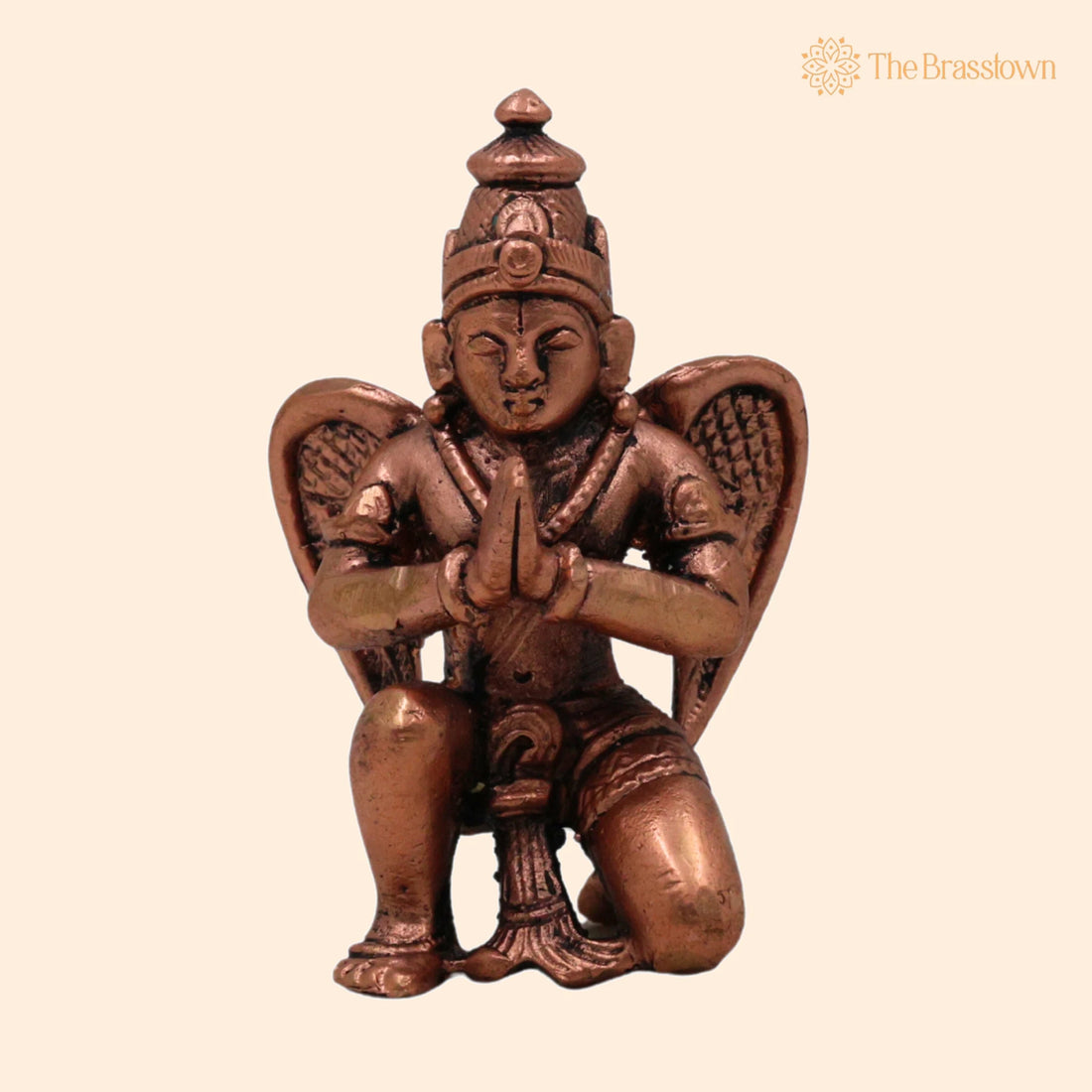 Copper Garuda Dev Idol – Handcrafted Tamra Vainateya Suparna Pakshiraja Murti, Vishnu Vahana Garuda Statue for Pooja Décor Temple Collection 3.5 Inch 1