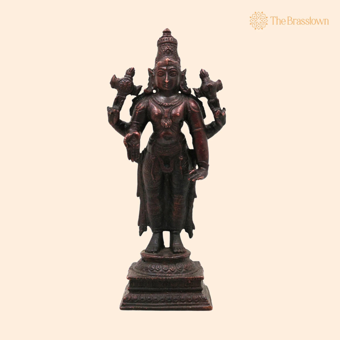 Copper Vishnu Idol – Handcrafted Traditional Murti for Puja, Home Mandir &amp; Décor 6.5 Inch 1