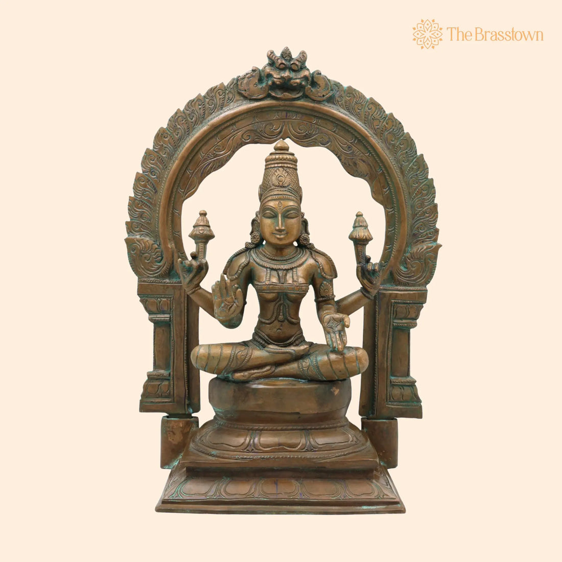 Bronze Mahalakshmi Shri Lakshmi Devi Idol – Handcrafted Panchaloha Panchadhatu South India Art Sculpture for Puja, Home Mandir &amp; Décor 12 Inch 1