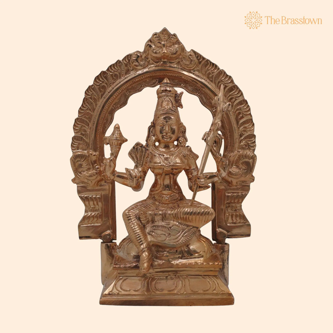 Bronze Raja Rajeshwari Idol – Handcrafted Tripura Sundari Lalita Parameshwari Rajarajeshwari Devi Murti for Puja, Home Mandir &amp; Décor 8.5 Inch 1
