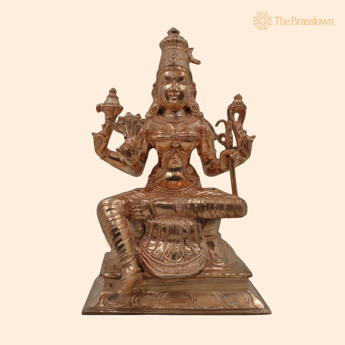Bronze Raja Rajeshwari Idol – Handcrafted Sri Rajarajeshwari Tripura Sundari Lalita Parameshwari Shakti Devi Murti 11 Inch 1