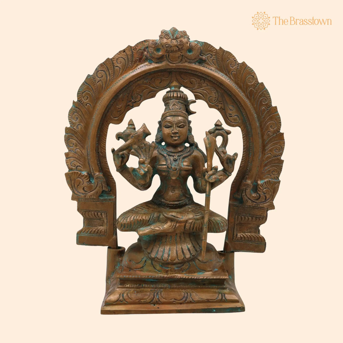 Bronze Kamakshi Devi Idol – Handcrafted Kanchi Kamakshi Amman Tripura Sundari Parameshwari Statue for Puja, Home Mandir &amp; Décor 5.5 Inch 1