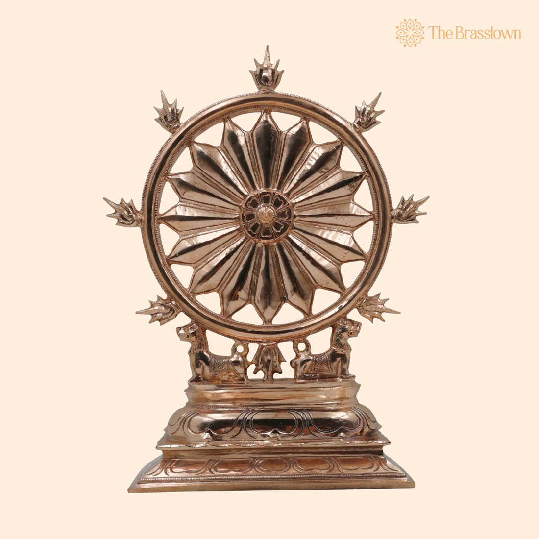 Bronze Sudarshan Chakra Sculpture – Handcrafted Traditional Sudarshana Dharmachakra Kalachakra Shakti Chakra Mandala Yantra Décor 12 Inch 1