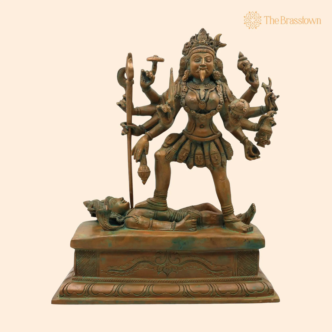 Bronze Maha Kali Idol – Handcrafted Mahakali Kalika Dakshina Kali Shyama Kali Chamunda Bhadrakali Amman Kotravai Statue 12.5 Inch 1