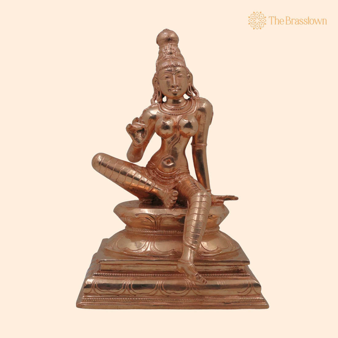 Bronze Parvati Gauri Uma Mahagauri Shakti Devi Idol – Handcrafted Panchaloha Kanchu Kamsya Chembu Sculpture for Puja, Home Mandir &amp; Décor 10 Inch 1