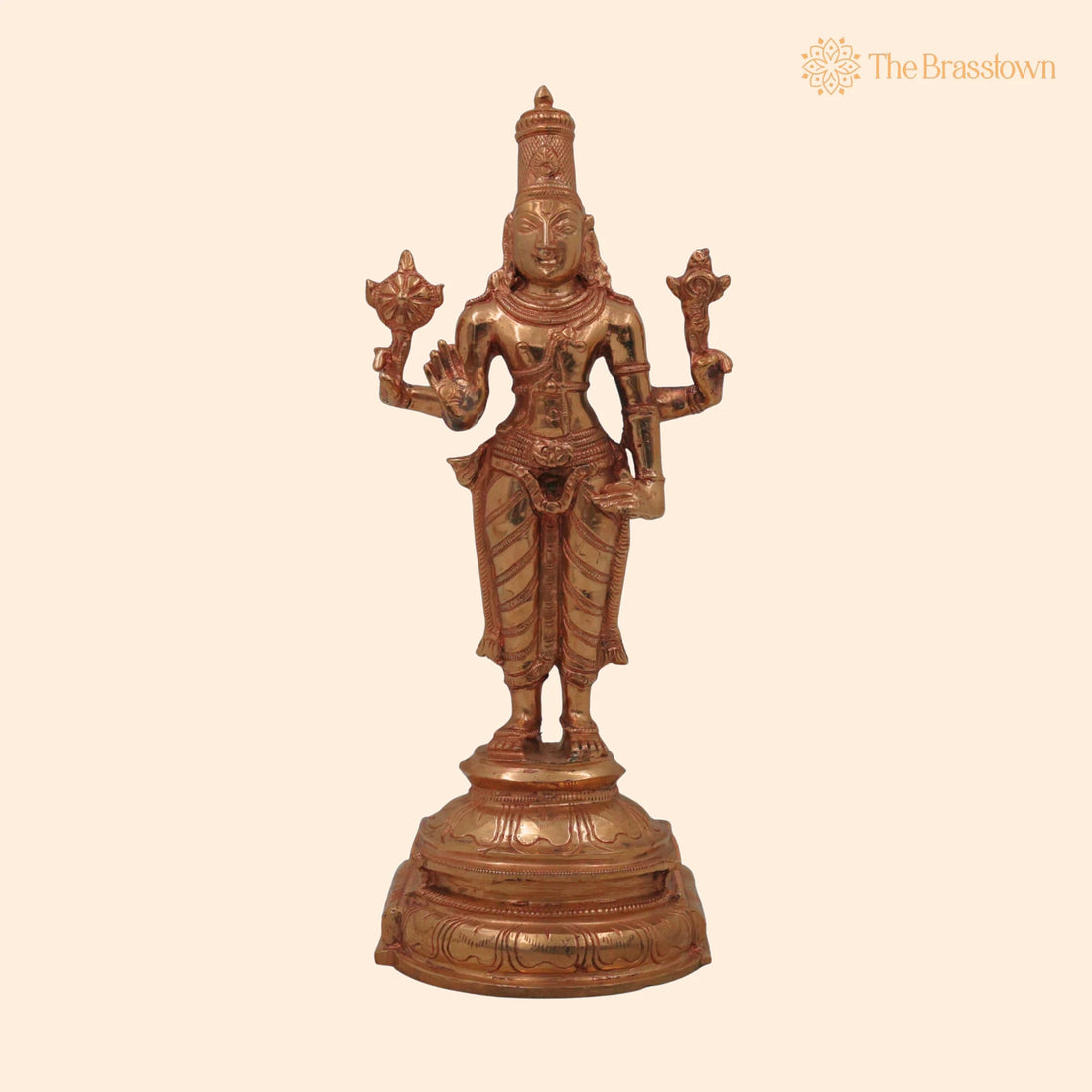 Handcrafted Bronze Narayana Vishnu Idol for Puja, Home Mandir &amp; Décor 8.5 Inch 1